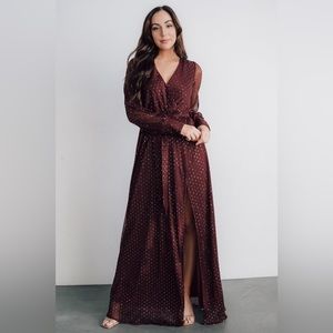 EUC Baltic Born Abigail Mulberry Sparkle long Sleeve Maxi Gown - Size XL